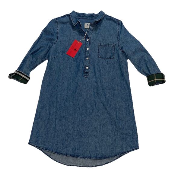 Southern Proper Denim Blue Long Sleeve Dress - Picture 1 of 14